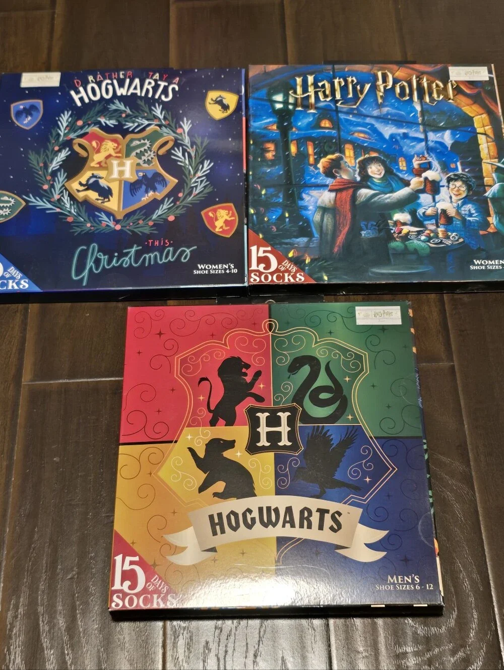 Harry Potter Hogwarts 15 Days of Socks 3 packs 45 socks womens men's gryffindor